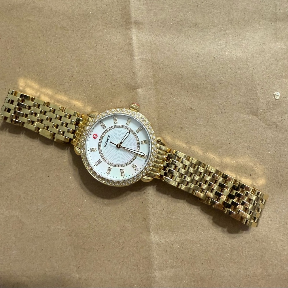 Michele Gold-Tone Bracelet Watch - Picture 3 of 10